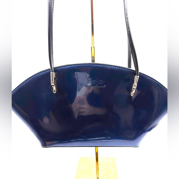 Beijo London "Over The Moon" Dark Blue Patent Y2K Shoulder Bag - Picture 2 of 6